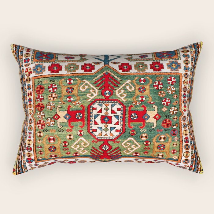 Kazak Antique Southwest Caucasus Rug Print Rectangular Pillow Gallery Image 1