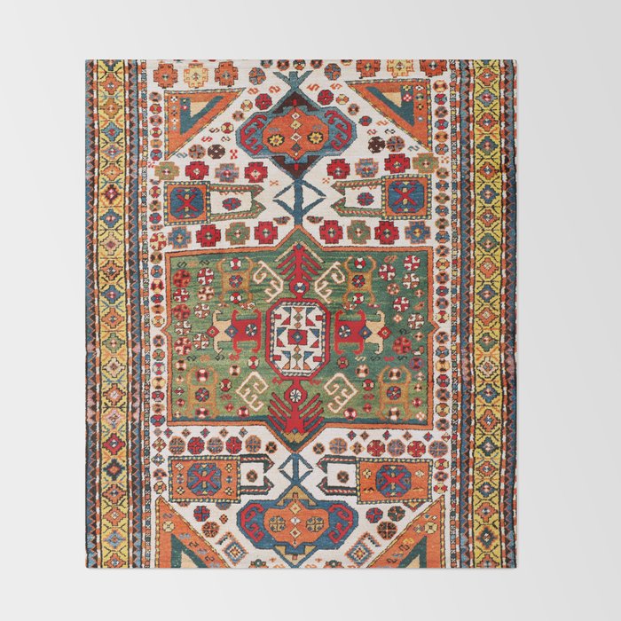 Kazak Antique Southwest Caucasus Rug Print Throw Blanket Gallery Image 2