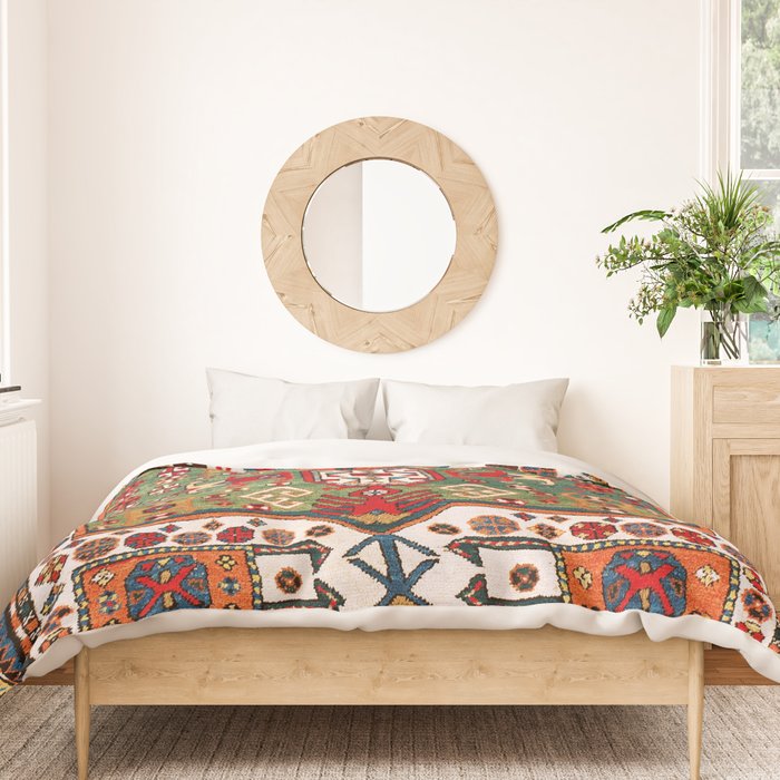 Kazak Antique Southwest Caucasus Rug Print Duvet Cover Gallery Image 3