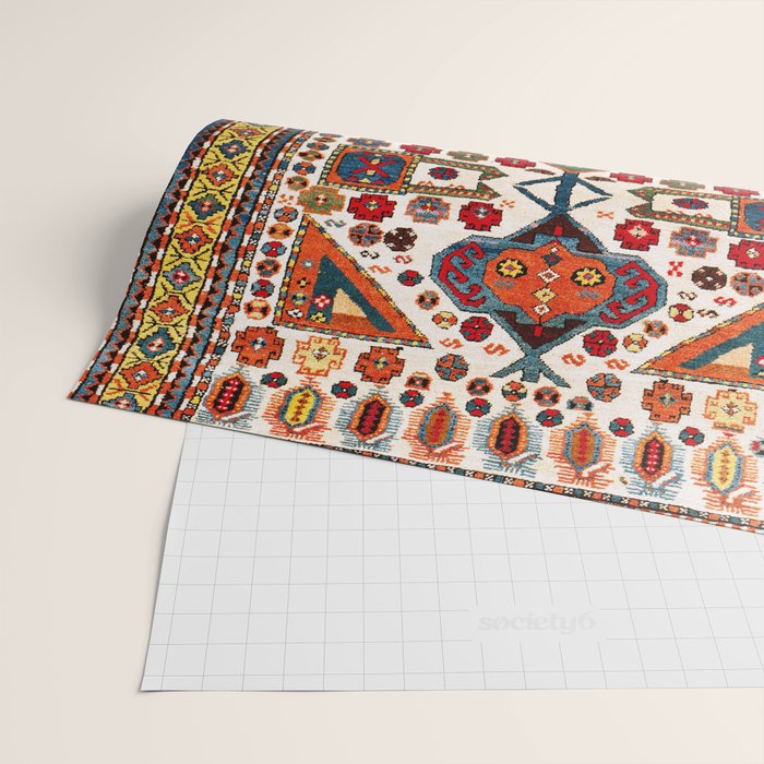 Kazak Antique Southwest Caucasus Rug Print Wrapping Paper Gallery Image 2