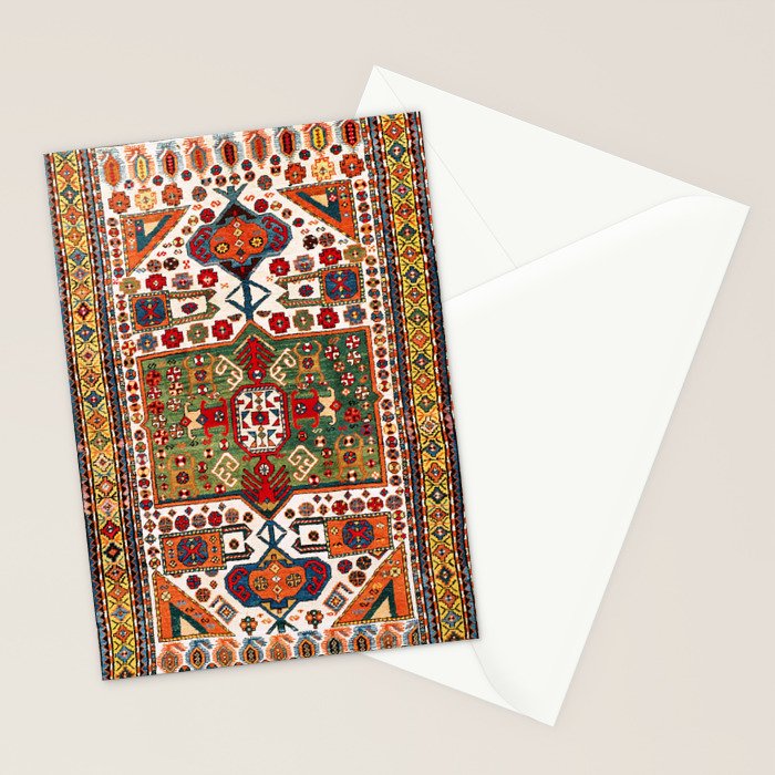 Kazak Antique Southwest Caucasus Rug Print Stationery Card Gallery Image 2