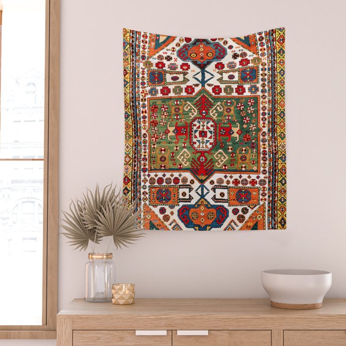 Kazak Antique Southwest Caucasus Rug Print Wall Tapestry Gallery Image 2