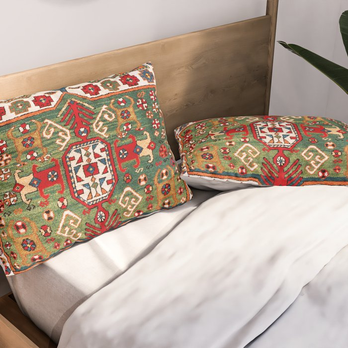 Kazak Antique Southwest Caucasus Rug Print Pillow Sham Gallery Image 2