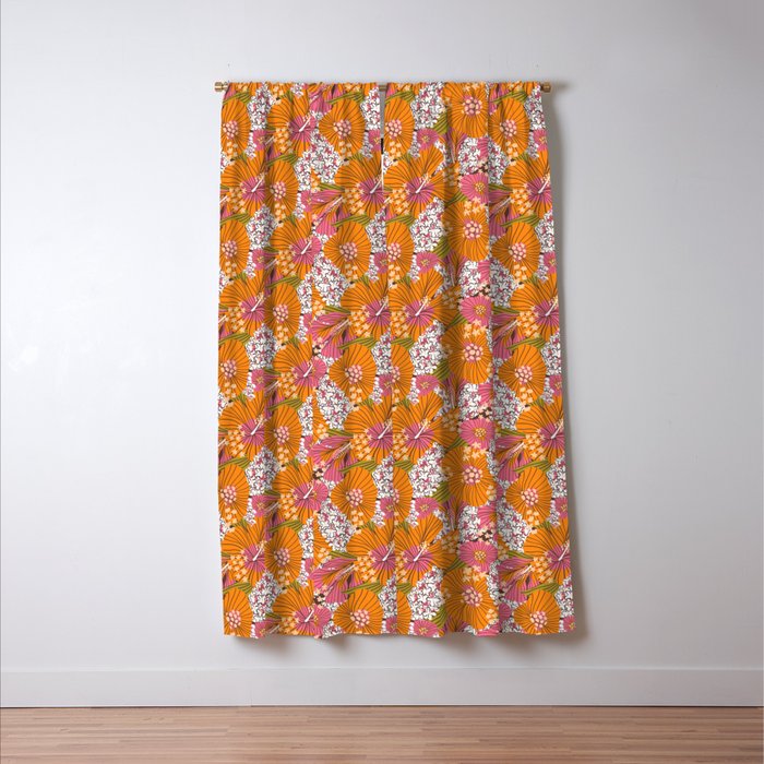 Bold Hibiscus in Retro Eclectic Window Curtain Gallery Image 3