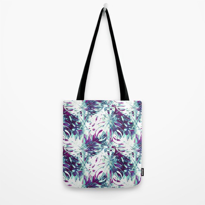 Abstract leaf monstera violet Tote Bag Gallery Image 2