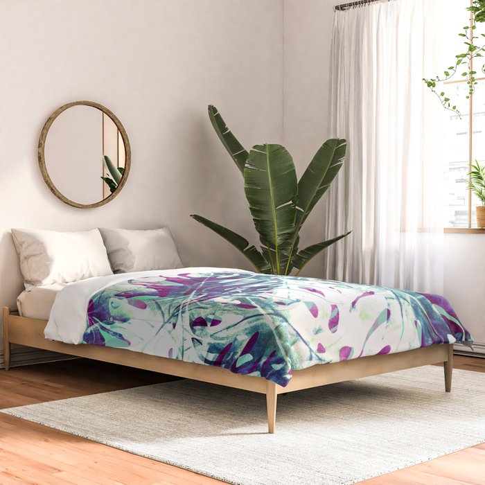 Abstract leaf monstera violet Comforter Gallery Image 2