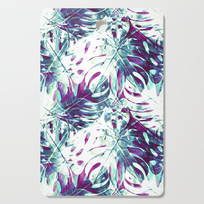 Abstract leaf monstera violet Cutting Board Gallery Image 1