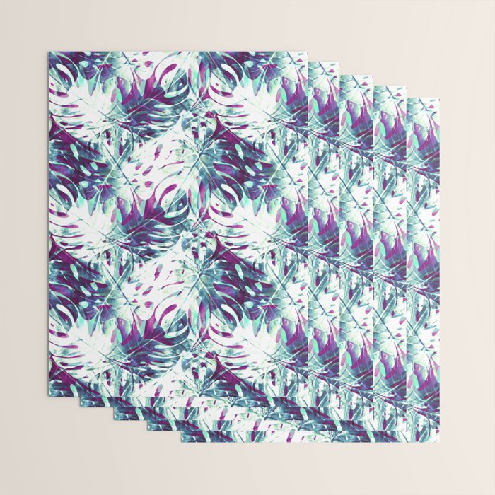 Abstract leaf monstera violet Wrapping Paper Gallery Image 3