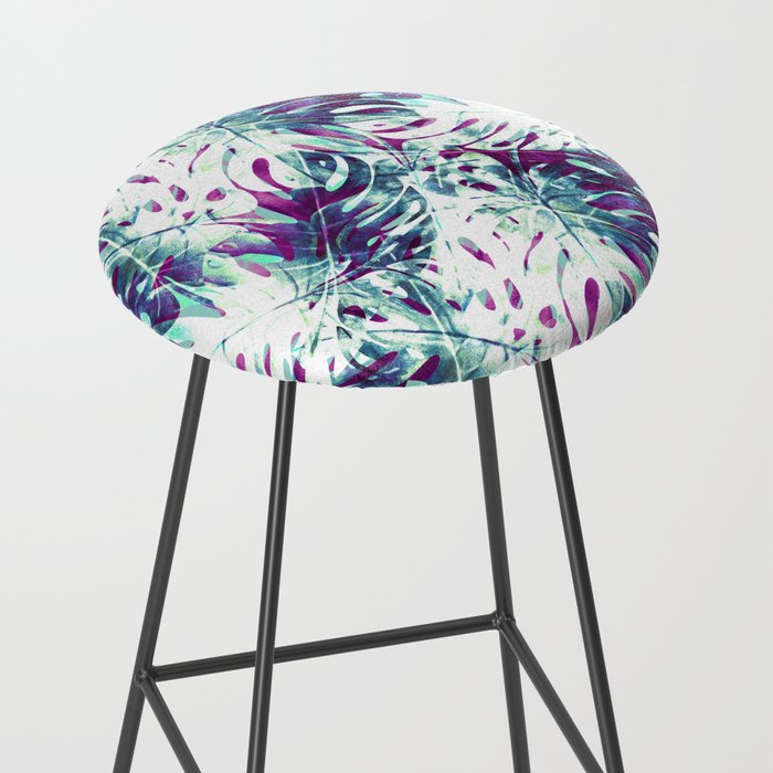 Abstract leaf monstera violet Stool Gallery Image 2