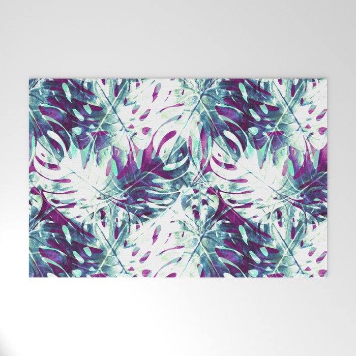 Abstract leaf monstera violet Welcome Mat Gallery Image 1