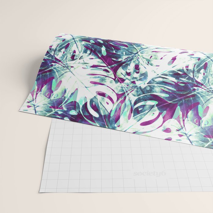 Abstract leaf monstera violet Wrapping Paper Gallery Image 2