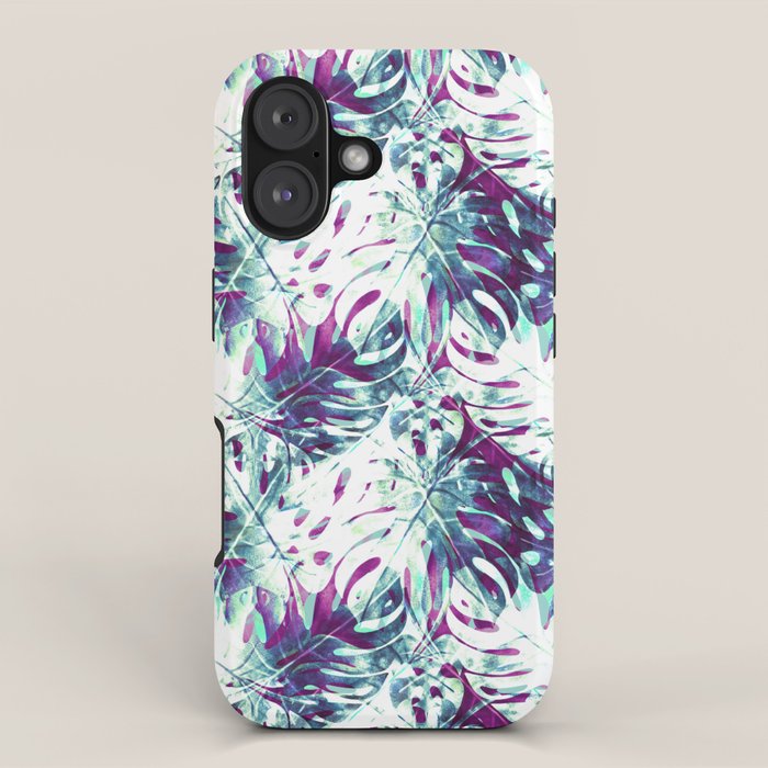 Abstract leaf monstera violet iPhone Case Gallery Image 1