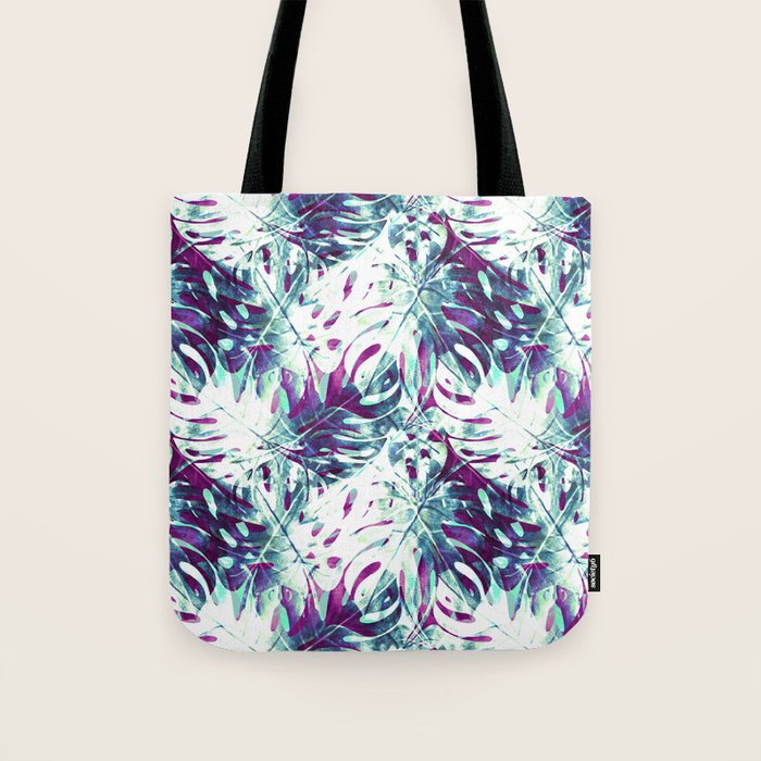 Abstract leaf monstera violet Tote Bag Gallery Image 1