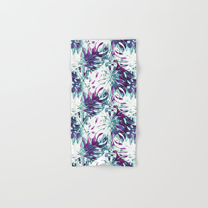 Abstract leaf monstera violet Bath Towel Gallery Image 1
