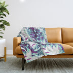 Abstract leaf monstera violet Throw Blanket Gallery Image 1