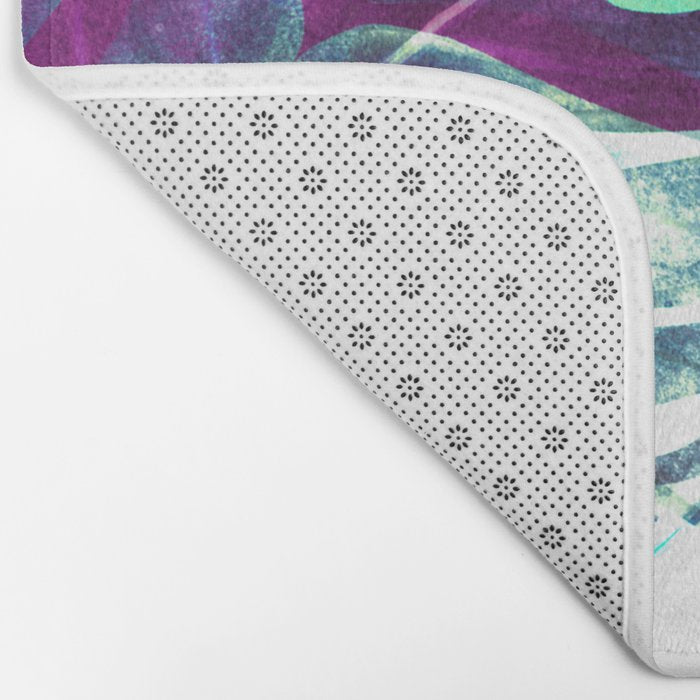 Abstract leaf monstera violet Bath Mat Gallery Image 2