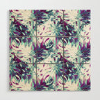 Abstract leaf monstera violet Wood Wall Art Gallery Image 1