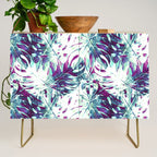 Abstract leaf monstera violet Credenza Gallery Image 1