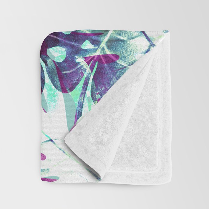 Abstract leaf monstera violet Throw Blanket Gallery Image 3