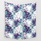 Abstract leaf monstera violet Wall Tapestry Gallery Image 4