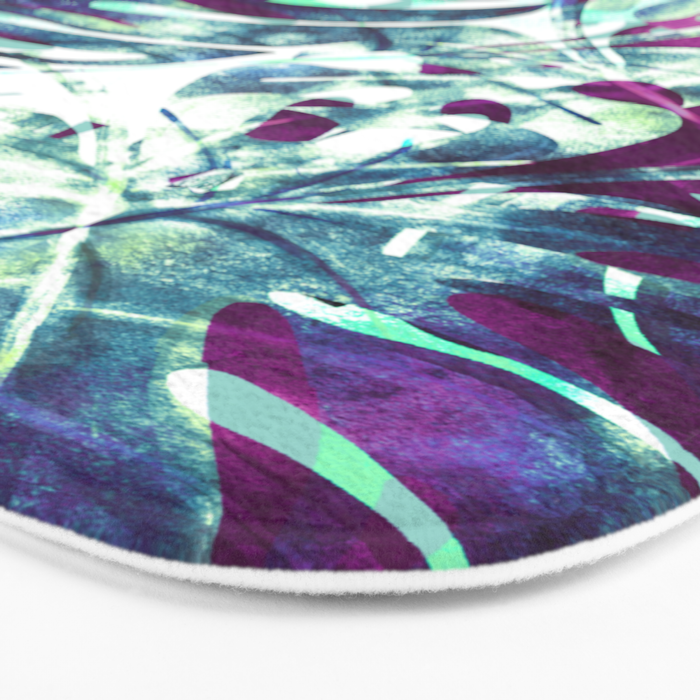 Abstract leaf monstera violet Bath Mat Gallery Image 3