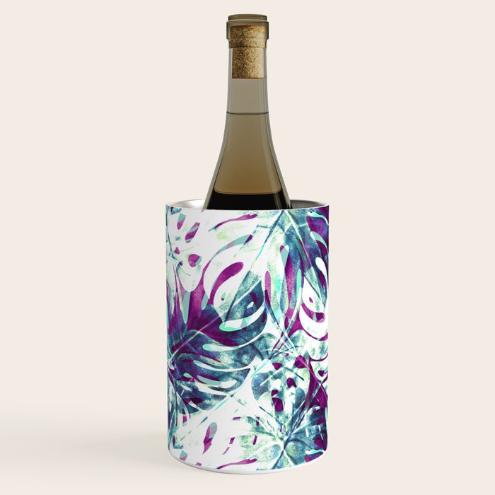 Abstract leaf monstera violet Wine Chiller Gallery Image 1