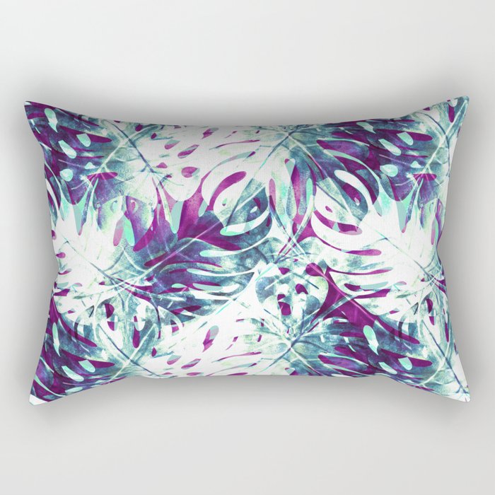 Abstract leaf monstera violet Rectangular Pillow Gallery Image 1
