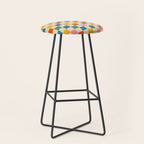 Checkerboard Check Colorful Geometric Checked Pattern Blue Green Pink Mustard Orange Cream Stool Gallery Image 1