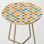 Checkerboard Check Colorful Geometric Checked Pattern Blue Green Pink Mustard Orange Cream Side Table Gallery Image 2