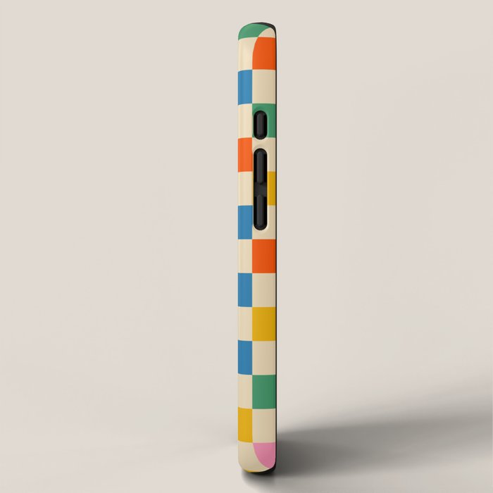 Checkerboard Check Colorful Geometric Checked Pattern Blue Green Pink Mustard Orange Cream iPhone Case Gallery Image 2