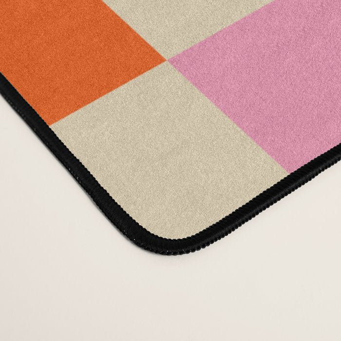 Checkerboard Check Colorful Geometric Checked Pattern Blue Green Pink Mustard Orange Cream Desk Mat Gallery Image 4