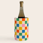 Checkerboard Check Colorful Geometric Checked Pattern Blue Green Pink Mustard Orange Cream Wine Chiller Gallery Image 2