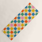Checkerboard Check Colorful Geometric Checked Pattern Blue Green Pink Mustard Orange Cream Yoga Mat Gallery Image 1