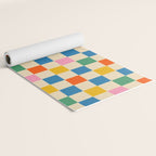 Checkerboard Check Colorful Geometric Checked Pattern Blue Green Pink Mustard Orange Cream Yoga Mat Gallery Image 2
