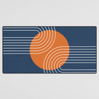 Mid Century Modern Geometric 161 Sun Rainbow abstract in Navy Blue Orange Desk Mat Gallery Image 3