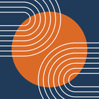 Mid Century Modern Geometric 161 Sun Rainbow abstract in Navy Blue Orange Coffee Mug Gallery Image 2