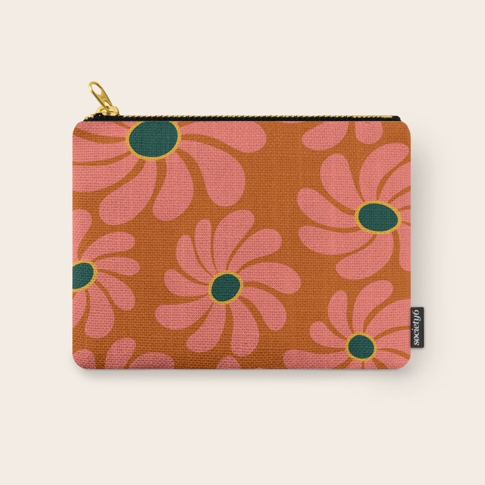 Retro Super Bloom - 70's Vibe Boho Colors Carry All Pouch Gallery Image 1