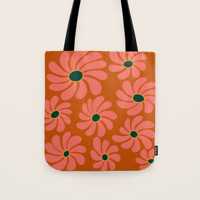 Retro Super Bloom - 70's Vibe Boho Colors Tote Bag Gallery Image 1