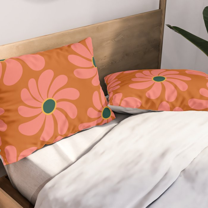 Retro Super Bloom - 70's Vibe Boho Colors Pillow Sham Gallery Image 2