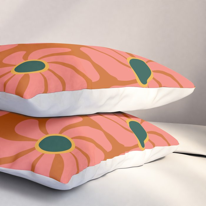 Retro Super Bloom - 70's Vibe Boho Colors Pillow Sham Gallery Image 3