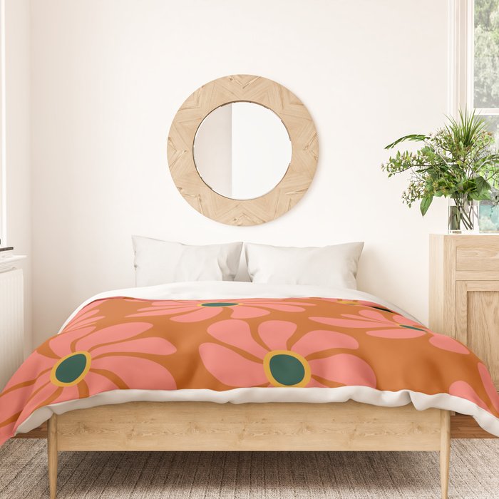 Retro Super Bloom - 70's Vibe Boho Colors Duvet Cover Gallery Image 3