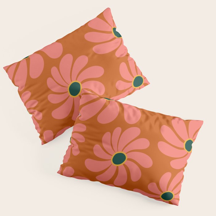 Retro Super Bloom - 70's Vibe Boho Colors Pillow Sham Gallery Image 3