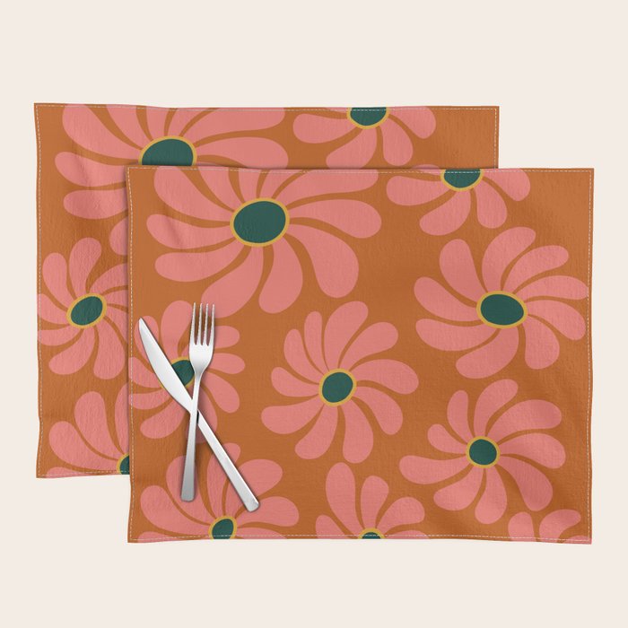 Retro Super Bloom - 70's Vibe Boho Colors Placemat Gallery Image 1