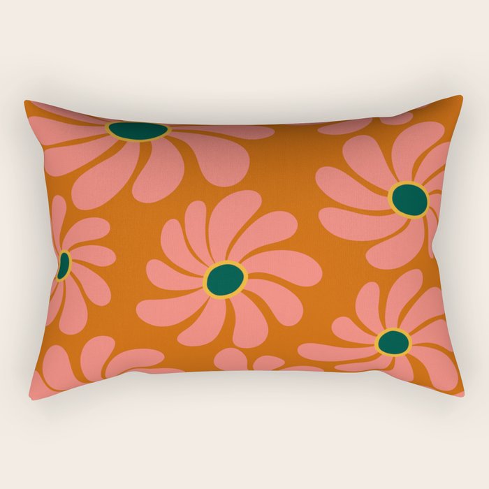 Retro Super Bloom - 70's Vibe Boho Colors Rectangular Pillow Gallery Image 2