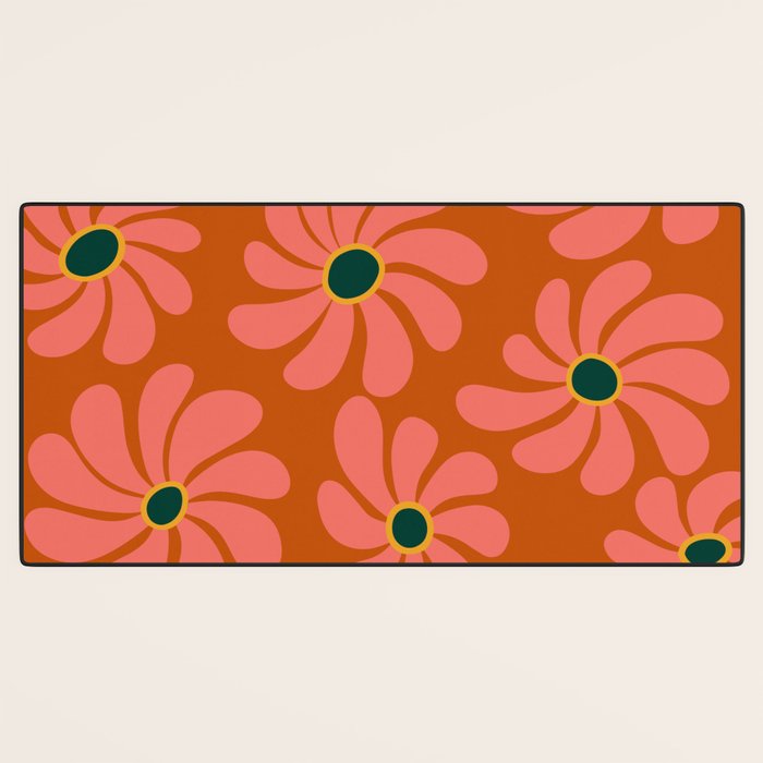 Retro Super Bloom - 70's Vibe Boho Colors Desk Mat Gallery Image 3