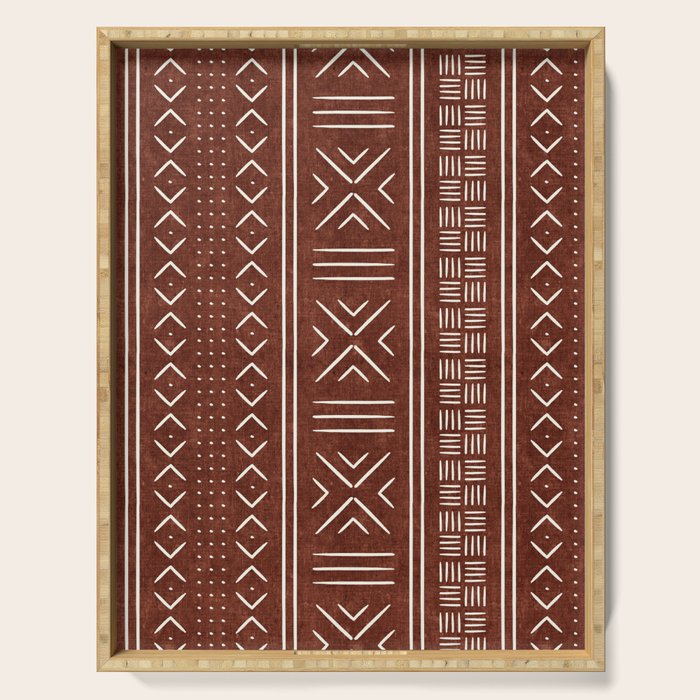 rust mud cloth Serving Tray Gallery Image 1