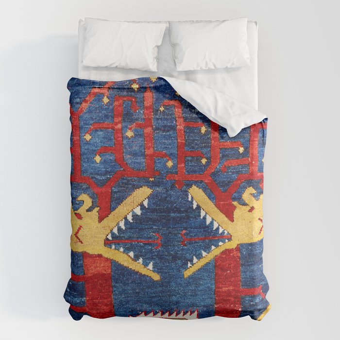 Kazak Southwest Caucasus Antique Rug Print With Snakes Duvet Cover Gallery Image 1