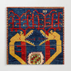 Kazak Southwest Caucasus Antique Rug Print With Snakes Wood Wall Art Gallery Image 1