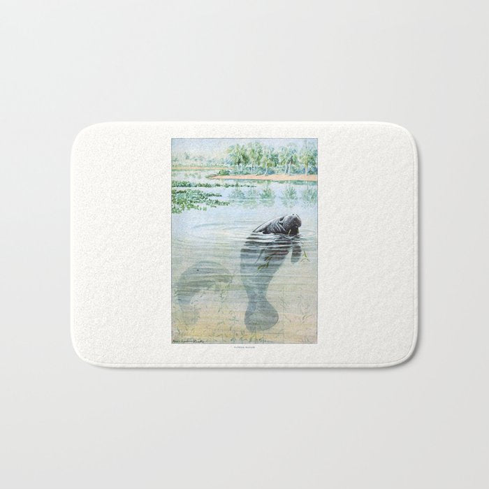 Vintage Florida Manatee Bath Mat Gallery Image 1