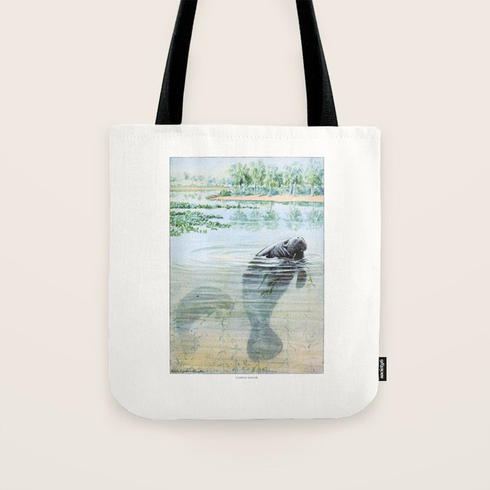 Vintage Florida Manatee Tote Bag Gallery Image 1
